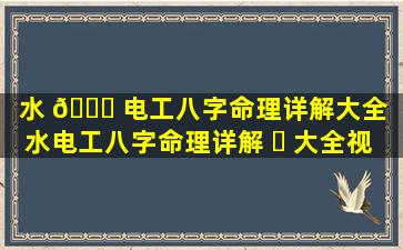 水 🐟 电工八字命理详解大全「水电工八字命理详解 ☘ 大全视频」